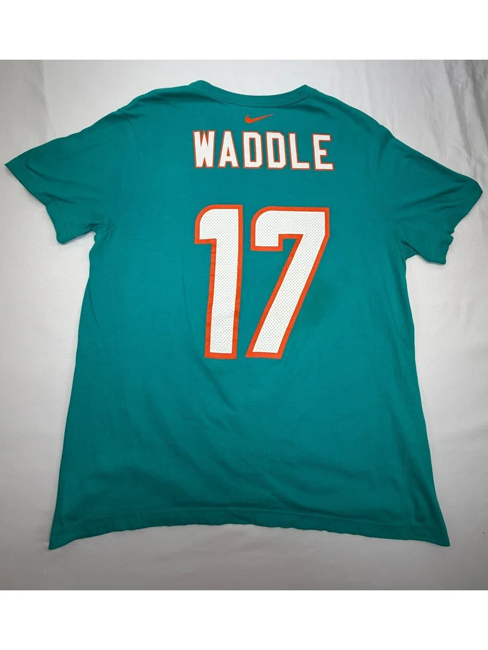 Nike Men's T-Shirt Miami Dolphin 17 Waddle NFL  Crew Neck Size Large Green
